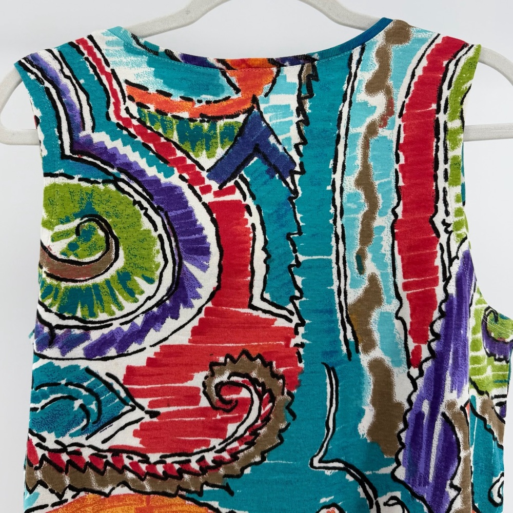 Vintage Additions by Chico's Colorful Abstract Print Sleeveless Top, Women's XL - Picture 5 of 6